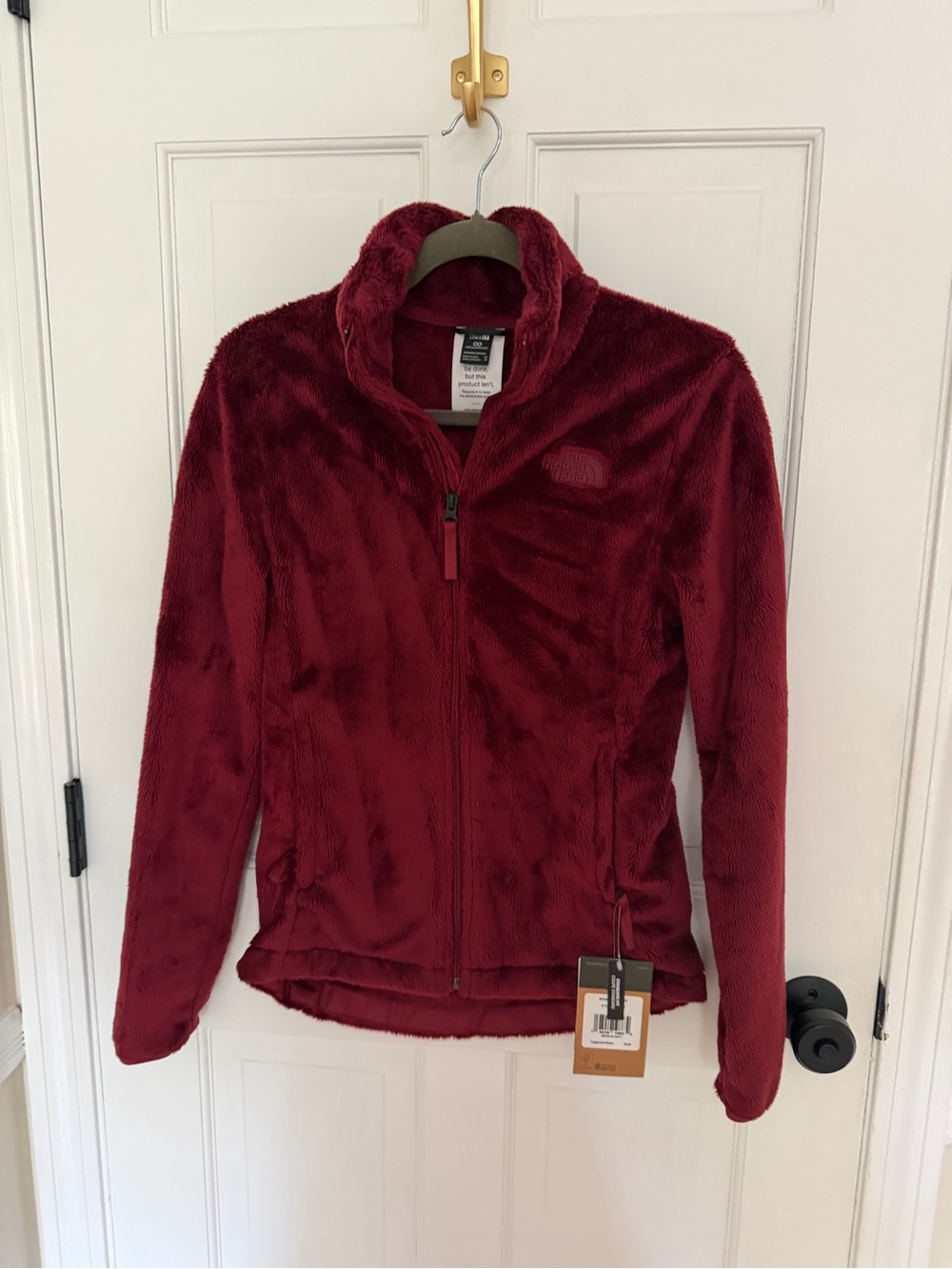 NWT North Face Women's Burgundy Plush Full-Zip Teddy Jacket